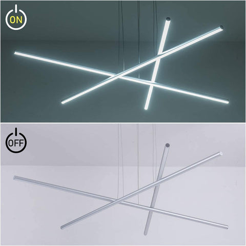 ROYAL PEARL 3 Light LED Pendant Light Modern Chandelier Linear Art Chandelier Adjustable Pendant Hanging Light Fixture for Living Dining Room Kitchen...