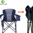 ALPHA CAMP Oversized Camping Folding Chair Heavy Duty Lawn Chair with Cooler Bag Support 450 LBS Steel Frame Collapsible Padded Arm Chair Quad Lumbar Back Chair Portable for Outdoor,Blue