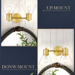 LMS Gold Bathroom Vanity Light Fixtures, 2 Light Bathroom Light Fixtures with White Glass Shade, LMS-100