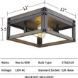 Osimir 2-Light Square Flush Mount Ceiling Light, 12 inch Farmhouse Ceiling Light Fixture, Black & Wood Grain Texture Finish, RE9180-2A