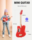 Donner Kids Guitar 3 String Mini Acoustic Guitar for Beginner, free Lessons & APP, Stuner, Picks and other Accessories, Gift for Children, Tri-pop Series - Red