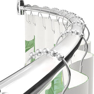 Bonpally Curved Shower Curtain Rod 43-72 Inches Adjustable, Aluminum Shower Rod Rustproof, Round Shower Curtain Rod, Curved Shower Rods for Bathroom, Bathtub, Stall, Chrome, Need to Drill