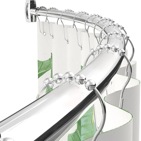 Bonpally Curved Shower Curtain Rod 43-72 Inches Adjustable, Aluminum Shower Rod Rustproof, Round Shower Curtain Rod, Curved Shower Rods for Bathroom, Bathtub, Stall, Chrome, Need to Drill