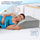 Leg Elevation Pillow with Memory Foam Top - Elevated Leg Rest Pillow for Circulation, Swelling, Knee Pain Relief - Wedge Pillow for Legs, Sleeping, Reading, Relaxing - Removable Washable Cover - 8inch