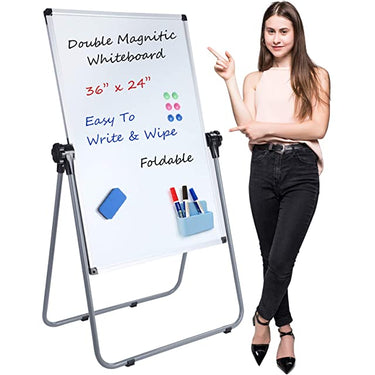 Stand White Board - 40x28 Magnetic Dry Erase Board Flipchart Board Double Sided Easel Board Portable Whiteboard