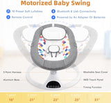 Baby Swing for Infants, Electric Portable Baby Swing for Newborn, Bluetooth Touch Screen/Remote Control Timing Function 5 Swing Speeds Baby Rocker Chair with Music Speaker 5 Point Harness Gray