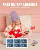 Donner Kids Guitar 3 String Mini Acoustic Guitar for Beginner, free Lessons & APP, Stuner, Picks and other Accessories, Gift for Children, Tri-pop Series - Red