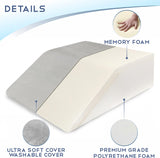 Leg Elevation Pillow with Memory Foam Top - Elevated Leg Rest Pillow for Circulation, Swelling, Knee Pain Relief - Wedge Pillow for Legs, Sleeping, Reading, Relaxing - Removable Washable Cover - 8inch