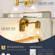 LMS Gold Bathroom Vanity Light Fixtures, 2 Light Bathroom Light Fixtures with White Glass Shade, LMS-100
