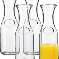 1 Liter Glass Carafe - Drink Pitcher & Elegant Wine Carafe Decanter - Carafe Set of 4 - Mimosa Bar Carafes & Juice Glasses - Easy Pour Bottle Containers - Glass Water Carafe - 34 oz by Kitchen Lux