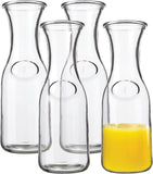 1 Liter Glass Carafe - Drink Pitcher & Elegant Wine Carafe Decanter - Carafe Set of 4 - Mimosa Bar Carafes & Juice Glasses - Easy Pour Bottle Containers - Glass Water Carafe - 34 oz by Kitchen Lux