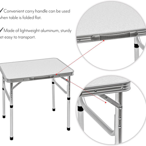 Aluminum Portable Folding Camp Table With Carry Handle - By Trademark Innovations, White
