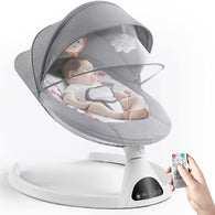 Baby Swing for Infants, Electric Portable Baby Swing for Newborn, Bluetooth Touch Screen/Remote Control Timing Function 5 Swing Speeds Baby Rocker Chair with Music Speaker 5 Point Harness Gray