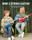 Donner Kids Guitar 3 String Mini Acoustic Guitar for Beginner, free Lessons & APP, Stuner, Picks and other Accessories, Gift for Children, Tri-pop Series - Red