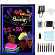 Voilamart LED Message Writing Board, 32" x 24" Flashing Illuminated Erasable LED Message Chalkboard Neon Effect Menu Sign Board with Remote Control, 8 Colors Chalk Markers