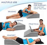 Leg Elevation Pillow with Memory Foam Top - Elevated Leg Rest Pillow for Circulation, Swelling, Knee Pain Relief - Wedge Pillow for Legs, Sleeping, Reading, Relaxing - Removable Washable Cover - 8inch