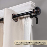 Elegant Window Treatment Telescoping Double Curtain Rod Set with Classic Cap, 3/4-Inch Diameter, Adjusts from 48 to 84 Inches, Black with Antique Bronze Finish