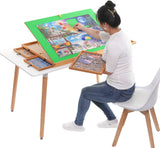 Jigsaw Puzzle Table with 4 Drawers, 1500pcs Portable Puzzle Board with Wooden Puzzle Cover, 3 Angles Tilting Puzzle Table for Adults Elder Teens