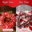 Valentines/Wedding Wreath with 20 Red LEDs, 12 Inch Heart Wreath with Handmade Heart Bow, Artificial Grapevine Red Berries Front Door Wreath for Valentine's Day Wedding Anniversary Decor (Red, Pink, White)